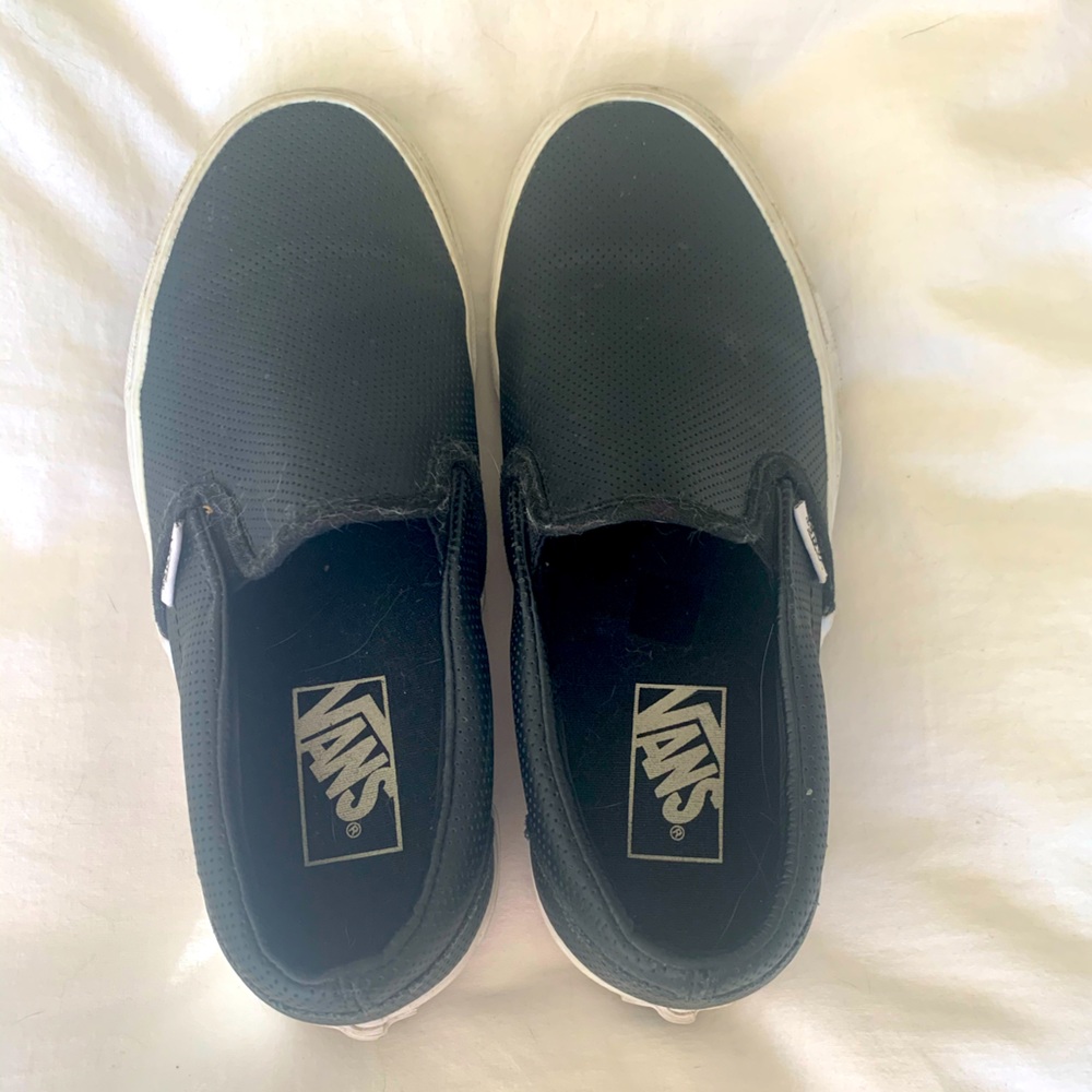 Vans leather slip on’s